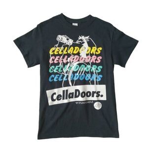 Gildan Black Unisex Short Sleeve Cella Doors Business T-Shirt Adult Size Small